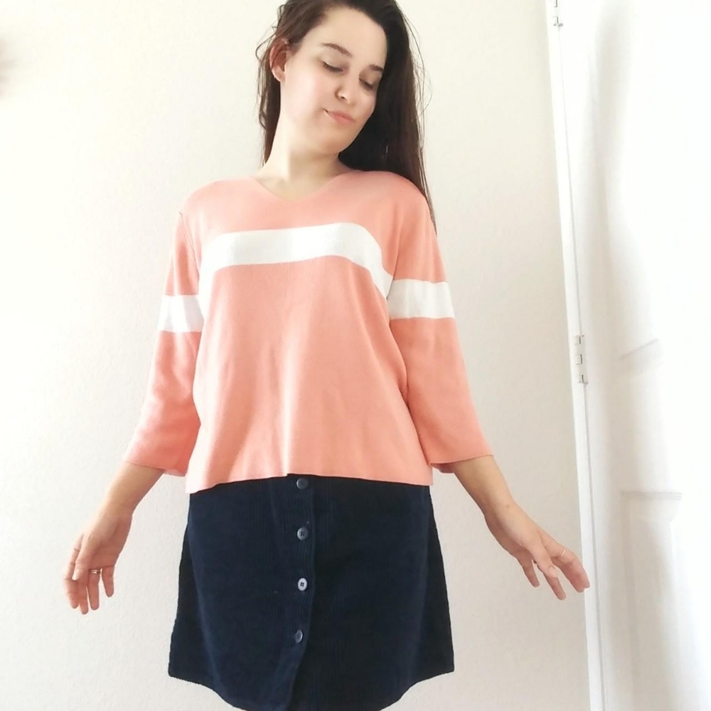 Striped Pink 3/4 Sleeve Top
